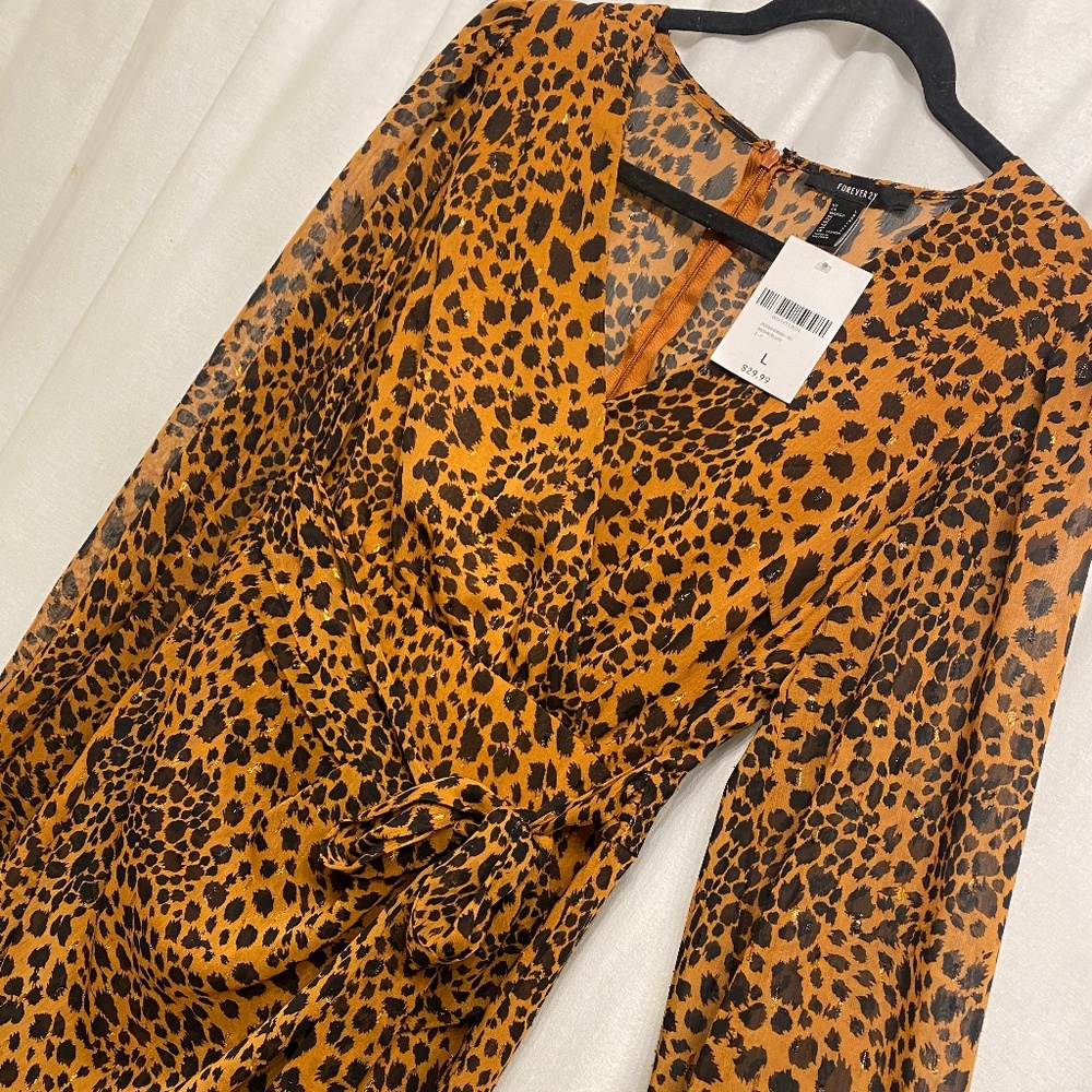 Brown and Black print wrap dress